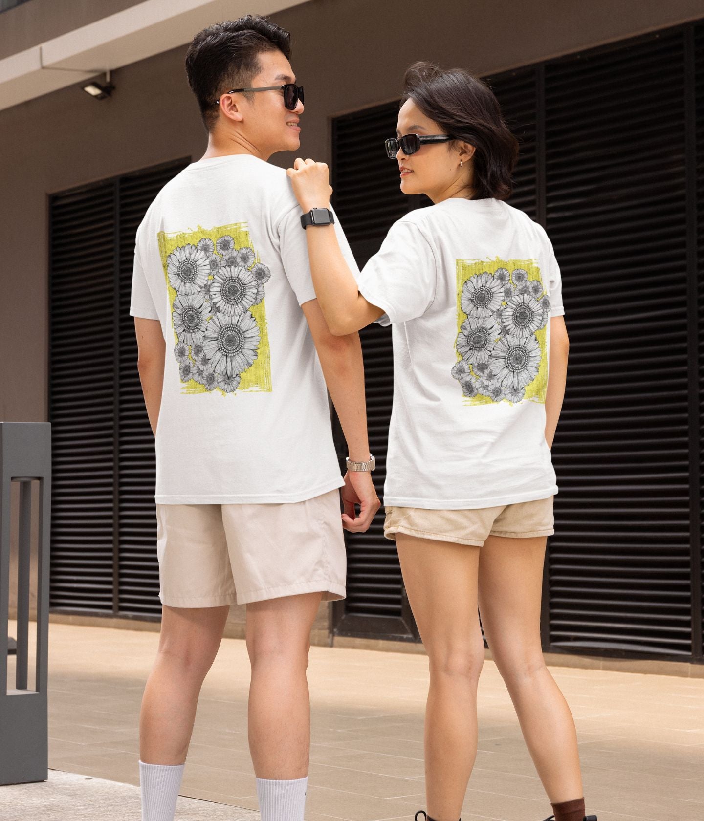 Sunflower Smiles - Unisex Classic T-Shirt - Back - aiink