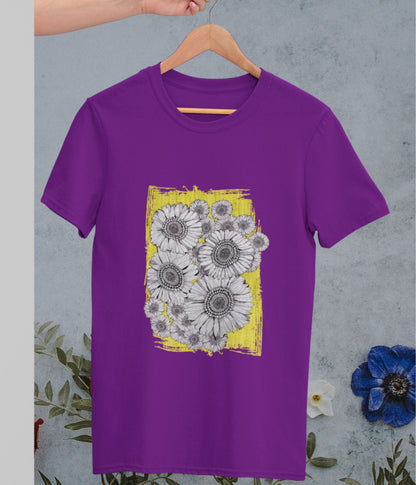 Sunflower Smiles - Unisex Classic T-Shirt - Dark - aiink