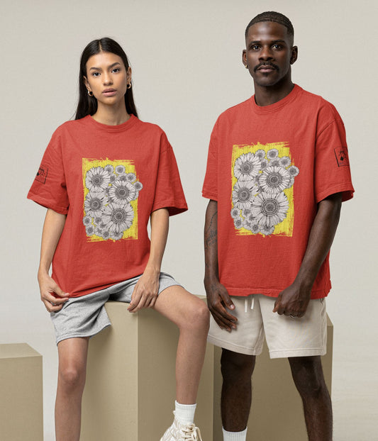 Sunflower Smiles - Unisex Oversized Classic T-Shirt - aiink